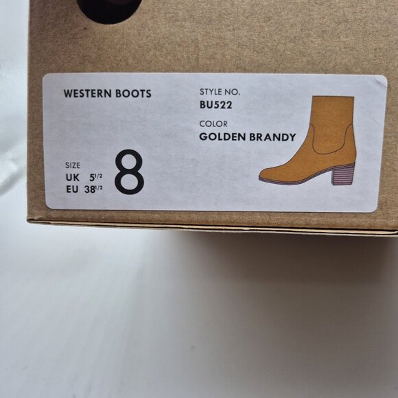 J Crew Women's Western Boots Size 8 M Sueded Golden Brandy Brown - Picture 10 of 11